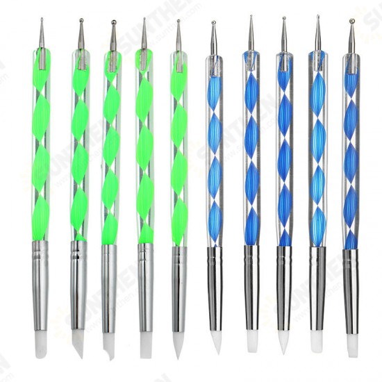 5 X 2 Way Ball Styluses Dotting Tools Silicone Color Shaper Brushes Pen for Polymer Clay Pottery