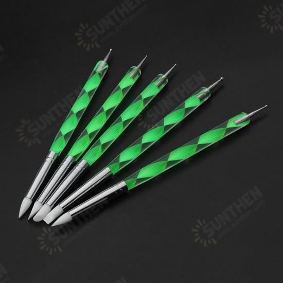 5 X 2 Way Ball Styluses Dotting Tools Silicone Color Shaper Brushes Pen for Polymer Clay Pottery