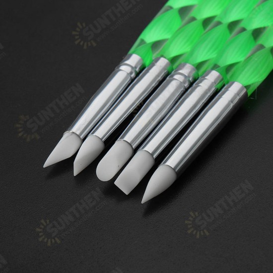 5 X 2 Way Ball Styluses Dotting Tools Silicone Color Shaper Brushes Pen for Polymer Clay Pottery