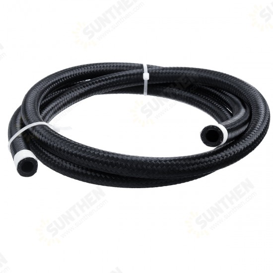 5FT AN4/AN6/AN8/AN10 Car Fuel Hose Oil Gas Line Nylon Stainless Steel Braided Black