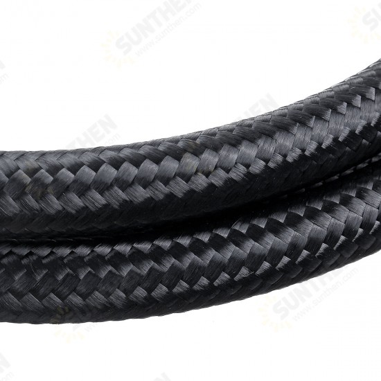5FT AN4/AN6/AN8/AN10 Car Fuel Hose Oil Gas Line Nylon Stainless Steel Braided Black