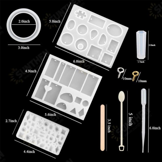 79Pcs DIY Creative Crystal Epoxy Mould Jewelry Silicone Accessories Resin Casting Molds