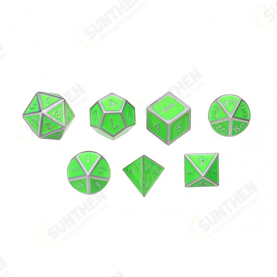 7Pcs Antique Metal Polyhedral Dices Multisided Dice Set RPG Dices Set