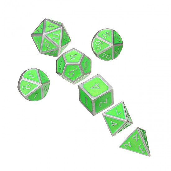 7Pcs Antique Metal Polyhedral Dices Multisided Dice Set RPG Dices Set