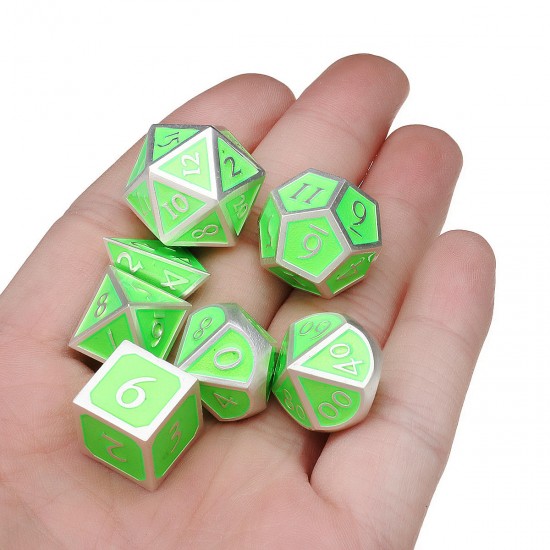 7Pcs Antique Metal Polyhedral Dices Multisided Dice Set RPG Dices Set