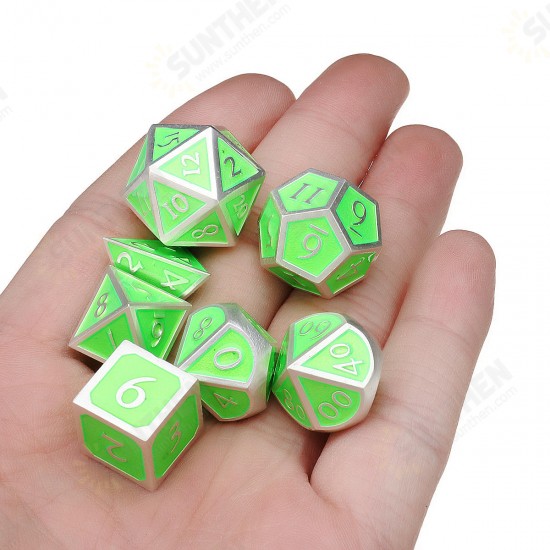 7Pcs Antique Metal Polyhedral Dices Multisided Dice Set RPG Dices Set