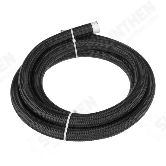 8FT AN4/AN6/AN8/AN10 Car Fuel Hose Oil Gas Line Nylon Stainless Steel Braided Black