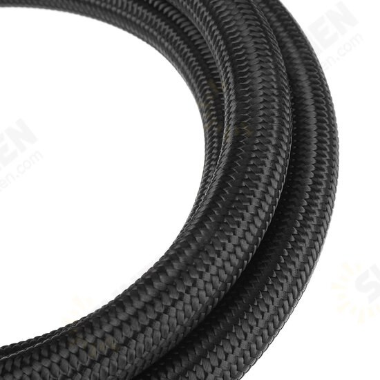 8FT AN4/AN6/AN8/AN10 Car Fuel Hose Oil Gas Line Nylon Stainless Steel Braided Black