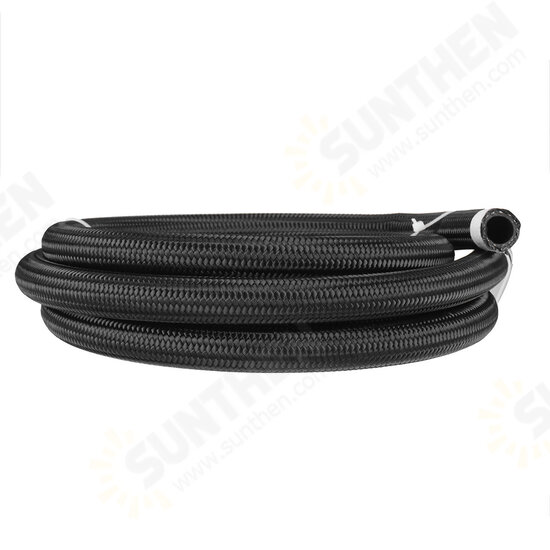 8FT AN4/AN6/AN8/AN10 Car Fuel Hose Oil Gas Line Nylon Stainless Steel Braided Black