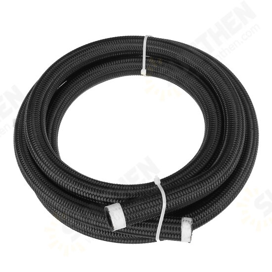 8FT AN4/AN6/AN8/AN10 Car Fuel Hose Oil Gas Line Nylon Stainless Steel Braided Black