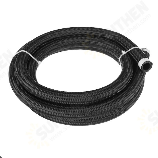 8FT AN4/AN6/AN8/AN10 Car Fuel Hose Oil Gas Line Nylon Stainless Steel Braided Black