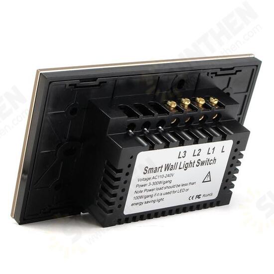 ABS 1 Way 3 Gang Crystal Glass Remote Panel Touch LED Switches Controller ABS 1 Way 3 Gang Crystal Glass Remote Panel Touch LED Switches Controller