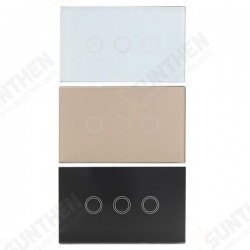ABS 1 Way 3 Gang Crystal Glass Remote Panel Touch LED Switches Controller