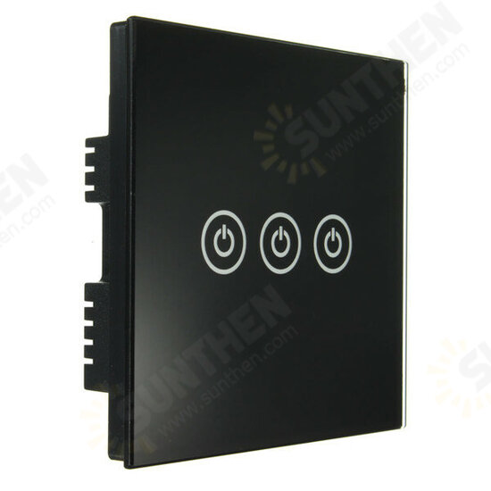 AC 250V Tempered Glass Wall Switch Panel - Three Switch Single Control AC 250V Tempered Glass Wall Switch Panel - Three Switch Single Control