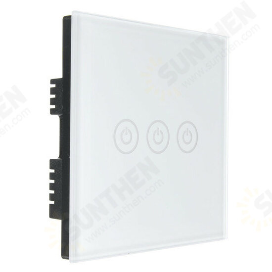 AC 250V Tempered Glass Wall Switch Panel - Three Switch Single Control AC 250V Tempered Glass Wall Switch Panel - Three Switch Single Control