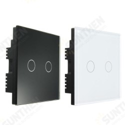 AC 250V Tempered Glass Wall Switch Panel - Two Switch Double Control AC 250V Tempered Glass Wall Switch Panel - Two Switch Double Control