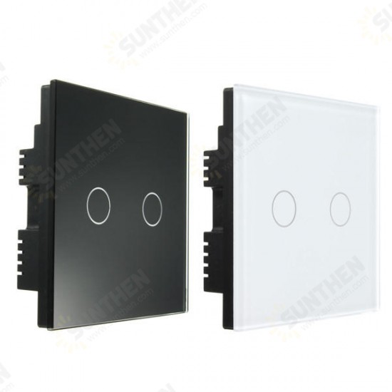 AC 250V Tempered Glass Wall Switch Panel - Two Switch Double Control