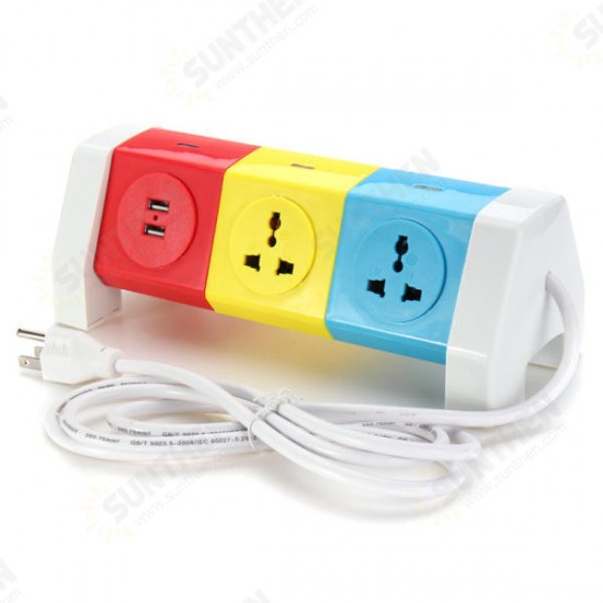ALD-3W6KLU 250V Rotating Socket Intelligent Patch Panel USB Plug Board Power Strip