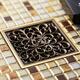 Antique Brass Square Floor Drain for Bathroom Kitchen w/ Strainer Grate 10X10X4.5cm