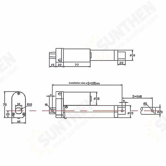 200mm Stroke 750N Load Mini Electric Actuator Linear Tubular Motor Motion 12V DC