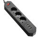 YA-18WS-3AE3U 3 Outlet EU Socket Power Strip Adaptor with 3 USB Charging Ports