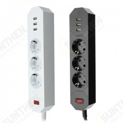 YA-18WS-3AE3U 3 Outlet EU Socket Power Strip Adaptor with 3 USB Charging Ports YA-18WS-3AE3U 3 Outlet EU Socket Power Strip Adaptor with 3 USB Charging Ports