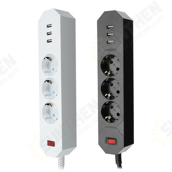 YA-18WS-3AE3U 3 Outlet EU Socket Power Strip Adaptor with 3 USB Charging Ports