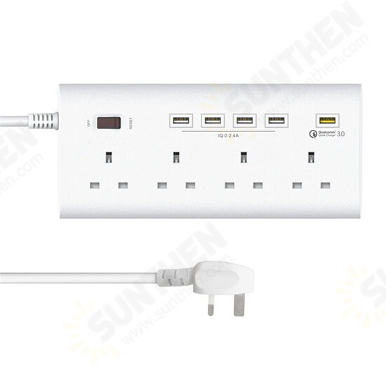 YA-40WS-4BK5U 4 Outlet UK Socket Power Strip Adaptor with 4 USB Charging Ports