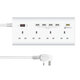 YA-40WS-4BK5U 4 Outlet UK Socket Power Strip Adaptor with 4 USB Charging Ports