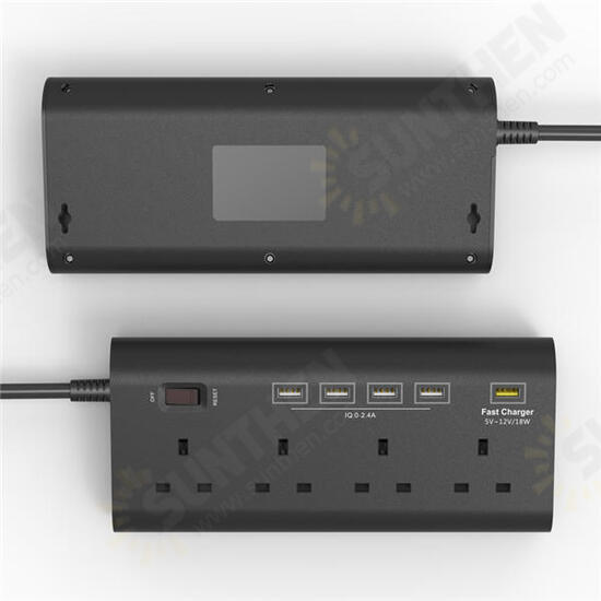 YA-40WS-4BK5U 4 Outlet UK Socket Power Strip Adaptor with 4 USB Charging Ports