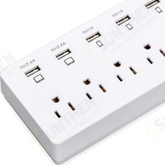 5V 1A/2.4A 6 Port USB Fast Charger 6 US Jack Plug Power Adapter Switching Socket