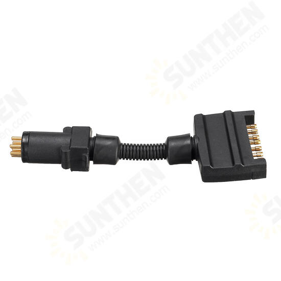 EU 7 Pin Tound Socket On Car To AU 7 Pin Flat Plug Adapter Connector On Trailer EU 7 Pin Tound Socket On Car To AU 7 Pin Flat Plug Adapter Connector On Trailer