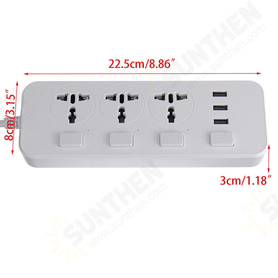 Electric 3 Socket Outlet + 3 USB Extension Power Strip 5V 2.1A US/UK Plug Cord Electric 3 Socket Outlet + 3 USB Extension Power Strip 5V 2.1A US/UK Plug Cord