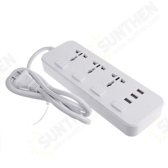 Electric 3 Socket Outlet + 3 USB Extension Power Strip 5V 2.1A US/UK Plug Cord Electric 3 Socket Outlet + 3 USB Extension Power Strip 5V 2.1A US/UK Plug Cord