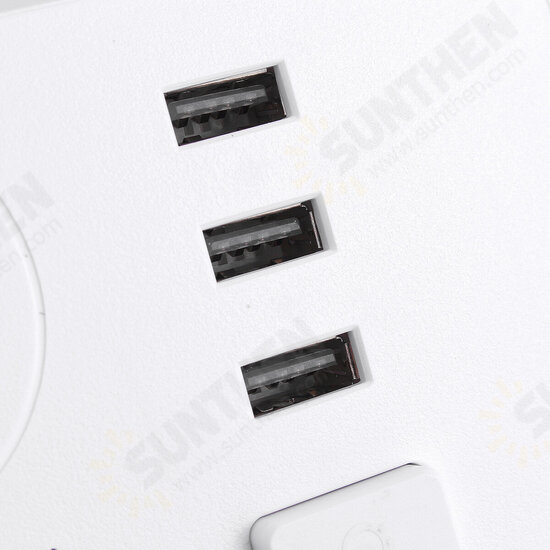 Electric 3 Socket Outlet + 3 USB Extension Power Strip 5V 2.1A US/UK Plug Cord Electric 3 Socket Outlet + 3 USB Extension Power Strip 5V 2.1A US/UK Plug Cord