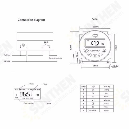 L701 12V/110V/220V LCD Digital Programmable Control Power Timer Switch Time Relay