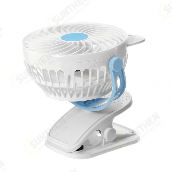 Mini USB Clip-on Fan 360° Rotation 3 Speeds USB Rechargeable Portable Travel Desktop Fan