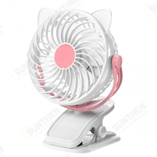 Mini USB Clip-on Fan 360° Rotation 3 Speeds USB Rechargeable Portable Travel Desktop Fan