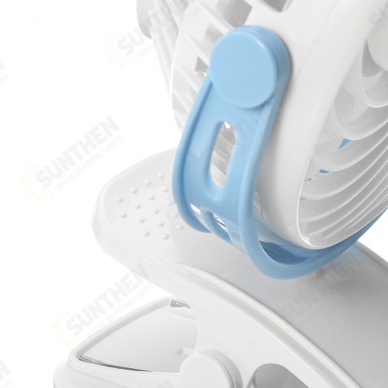 Mini USB Clip-on Fan 360° Rotation 3 Speeds USB Rechargeable Portable Travel Desktop Fan