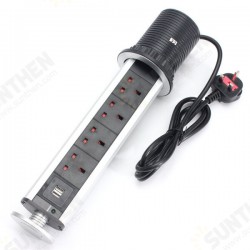Pull Pop Up Electrical Socket 2 USB Desk Worktop Extension Lead Socket US/UK/EU/AU Plug Pull Pop Up Electrical Socket 2 USB Desk Worktop Extension Lead Socket US/UK/EU/AU Plug