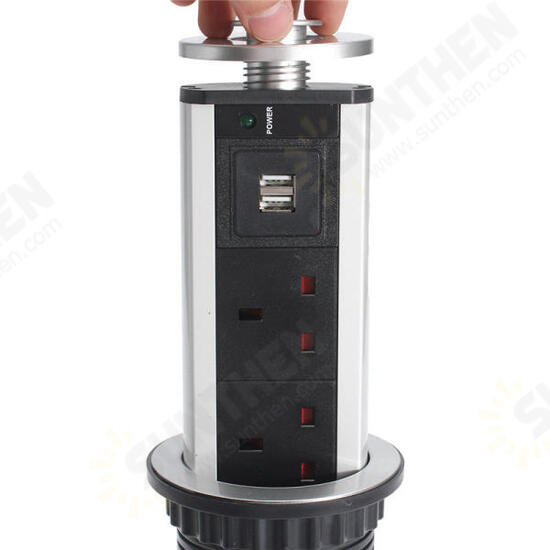 Pull Pop Up Electrical Socket 2 USB Desk Worktop Extension Lead Socket US/UK/EU/AU Plug Pull Pop Up Electrical Socket 2 USB Desk Worktop Extension Lead Socket US/UK/EU/AU Plug