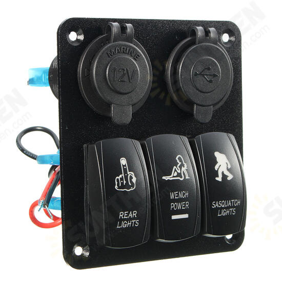 Rocker Switch Panel 12-24V Led Light Panel Switch 3 Gang Rocker Switch