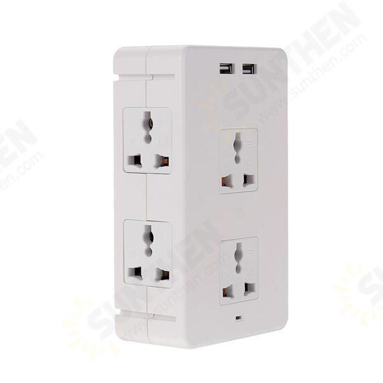 Socket S helf 8 Port Surge Protector Holder Tray Removable Wall Outlet 6 Electrical Outlet Extenders 2 USB Charging Ports Wall Plug Socket Power Strip