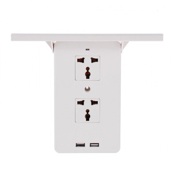 Socket S helf 8 Port Surge Protector Holder Tray Removable Wall Outlet 6 Electrical Outlet Extenders 2 USB Charging Ports Wall Plug Socket Power Strip