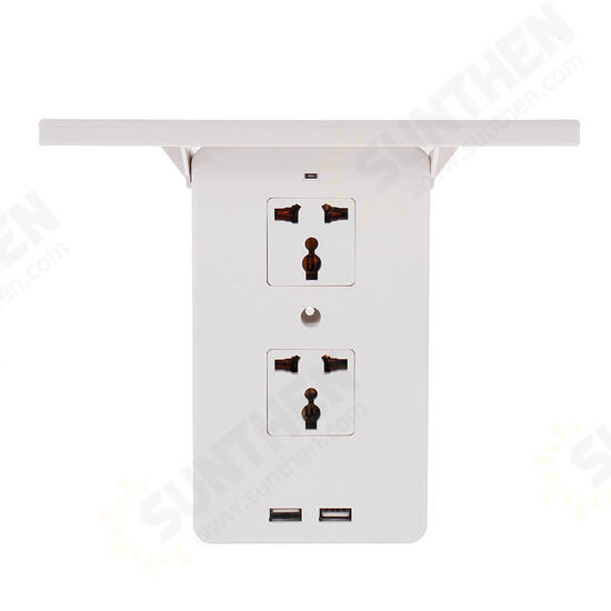 Socket S helf 8 Port Surge Protector Holder Tray Removable Wall Outlet 6 Electrical Outlet Extenders 2 USB Charging Ports Wall Plug Socket Power Strip