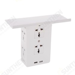 Socket S helf 8 Port Surge Protector Holder Tray Removable Wall Outlet 6 Electrical Outlet Extenders 2 USB Charging Ports Wall Plug Socket Power Strip