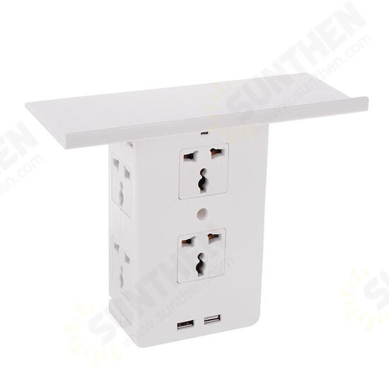 Socket S helf 8 Port Surge Protector Holder Tray Removable Wall Outlet 6 Electrical Outlet Extenders 2 USB Charging Ports Wall Plug Socket Power Strip