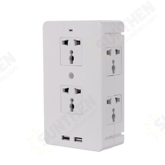 Socket S helf 8 Port Surge Protector Holder Tray Removable Wall Outlet 6 Electrical Outlet Extenders 2 USB Charging Ports Wall Plug Socket Power Strip