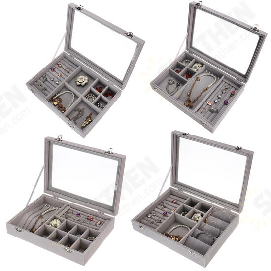 Soft Velvet Jewelry Tray Organizer Ring Storage Box Display Earring Case Soft Velvet Jewelry Tray Organizer Ring Storage Box Display Earring Case