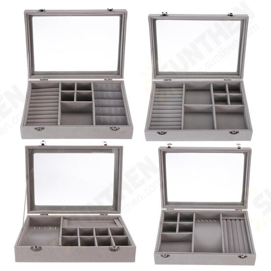 Soft Velvet Jewelry Tray Organizer Ring Storage Box Display Earring Case Soft Velvet Jewelry Tray Organizer Ring Storage Box Display Earring Case